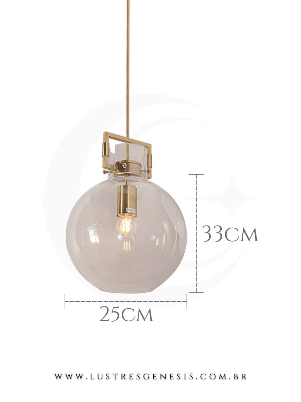 A Luminaria Pendente com acabamento em metal bronze e cupula de vidro transparente e ideal para renovar seu ambiente.